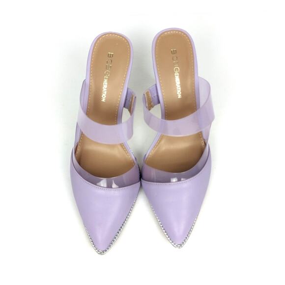 NWOT BCBGeneration Lavender Hunnie Vinyl Strap Stiletto Mule Size 7.5 - Picture 4 of 10